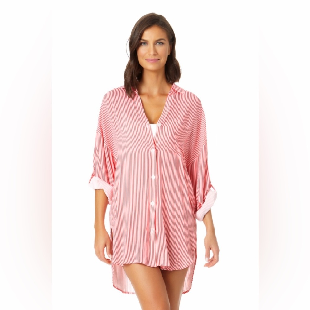 NWOT Anne Cole Button Down Shirt, Size M - Picture 1 of 8